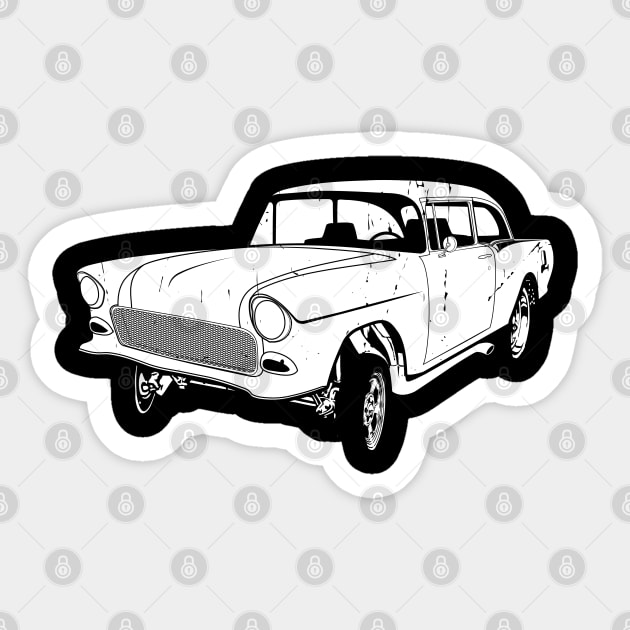 distressed chevy gasser bel air Sticker by small alley co